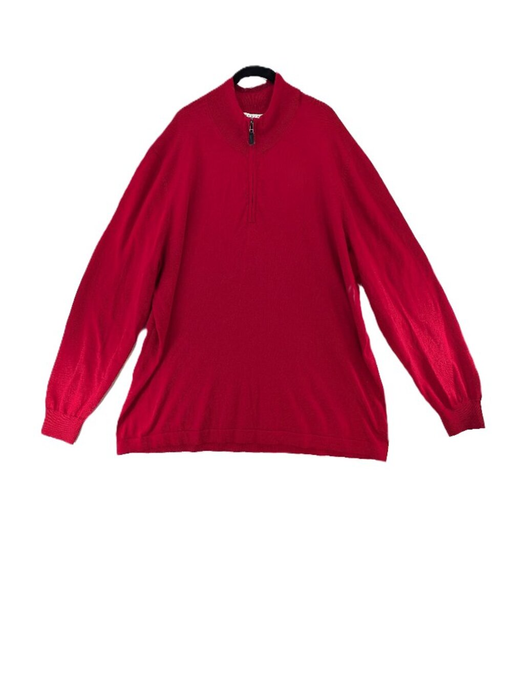 Joseph Abboud Sweater Mens Size 3X Red Merino Wool Blend Pullover Quarter Zip